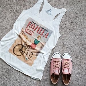 Soft, Drapey, Cream, Retro Tank Top